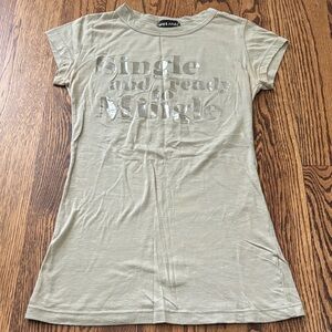 Wet Seal Light Green Graphic Tee “Single and ready to mingle” Y2K size XS